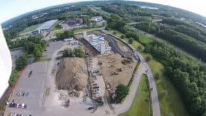 Aerial view of construction site