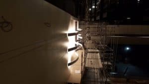 Greenwich High auditorium - light ribbon
