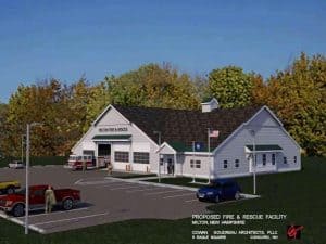 Architectural Rendering of the new Milton Fire and Rescue Station by Cowan-Goudreau Architects of Concord
